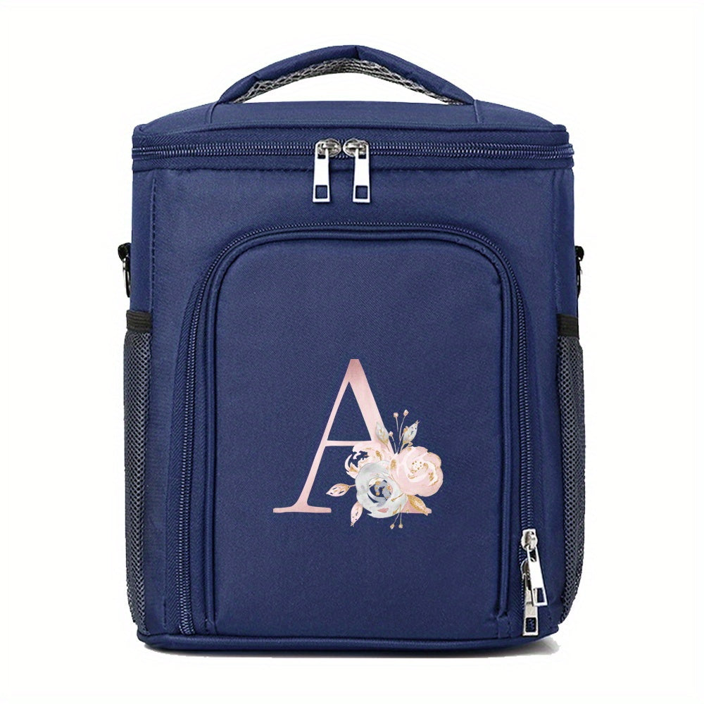 Navy Floral C Insulated Lunch Bag for Women