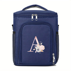 Navy Floral C Insulated Lunch Bag for Women