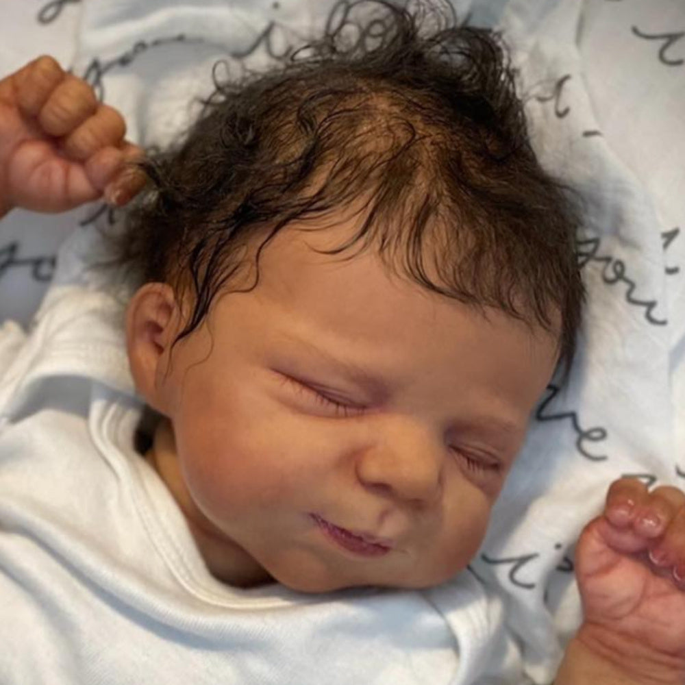 19in Soft Touch Cloth Body Silicone Asleep Reborn Doll Toy Lifelike Doll Gift