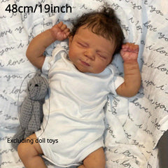 19in Soft Touch Cloth Body Silicone Asleep Reborn Doll Toy Lifelike Doll Gift