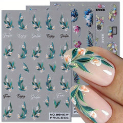 Summer Flower Leaves Nail Art Stickers Decals
