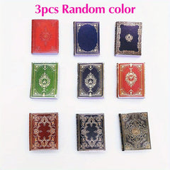 1:12 Scale Golden & Maroon Detailed Spine Books for Dollhouse Decor