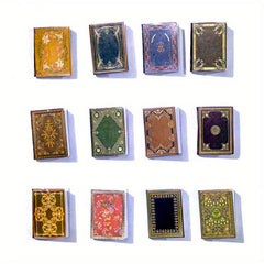 1:12 Scale Golden & Maroon Detailed Spine Books for Dollhouse Decor