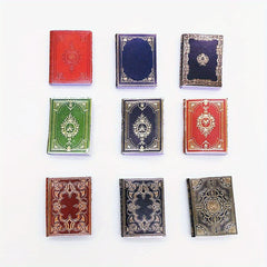 1:12 Scale Golden & Maroon Detailed Spine Books for Dollhouse Decor