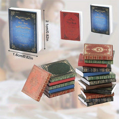 1:12 Scale Golden & Maroon Detailed Spine Books for Dollhouse Decor