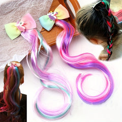 Girls Colorful Wig Hair Bow Clips Unicorn Party Dress Up