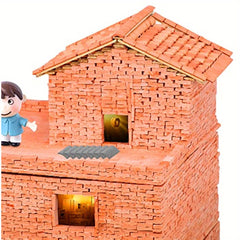 60pcs Clay Roof Tiles Set Brick Red Shingles for DIY Dollhouse Fairy Garden Land