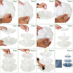 3 Tiered Bird Bath With 3 5W Solar Pump DIY Solar Fountain