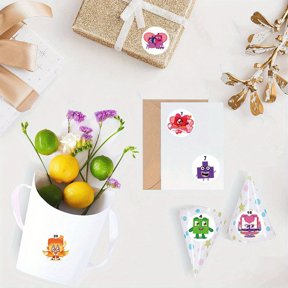 500pcs Cartoon Number Blocks Puzzle Stickers for Laptop Bottle Truck Phone