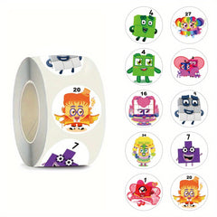500pcs Cartoon Number Blocks Puzzle Stickers for Laptop Bottle Truck Phone
