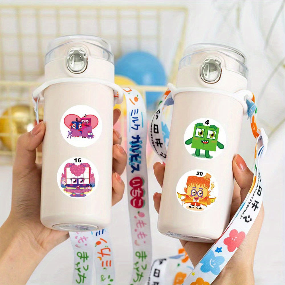 500pcs Cartoon Number Blocks Puzzle Stickers for Laptop Bottle Truck Phone
