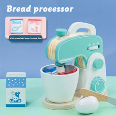 Wooden Kids Kitchen Play Accessories Toy Set Coffee Maker Blender Pretend Play