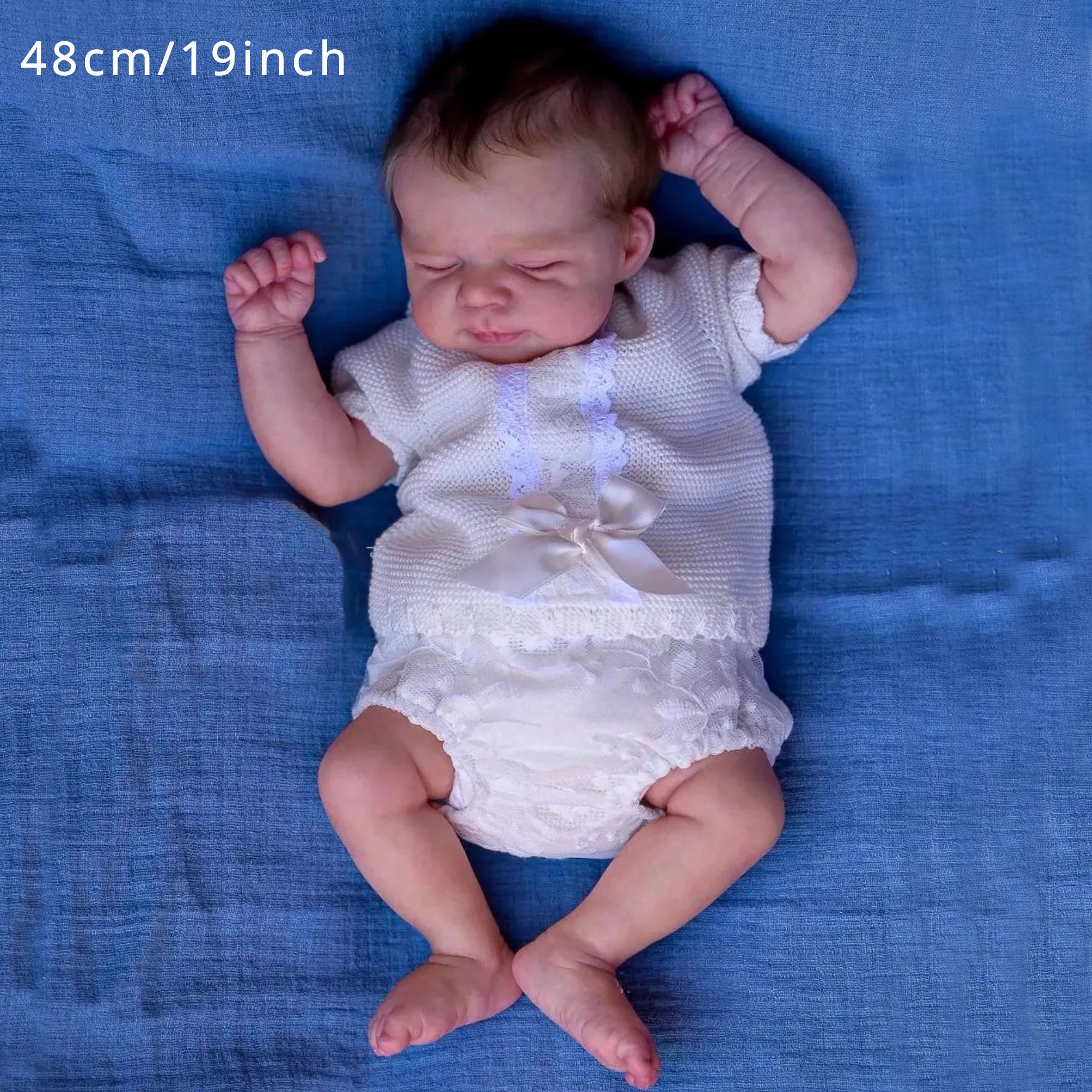 19 Inch Reborn Baby Doll, Lifelike Vinyl Limbs, Hand-painted Skin