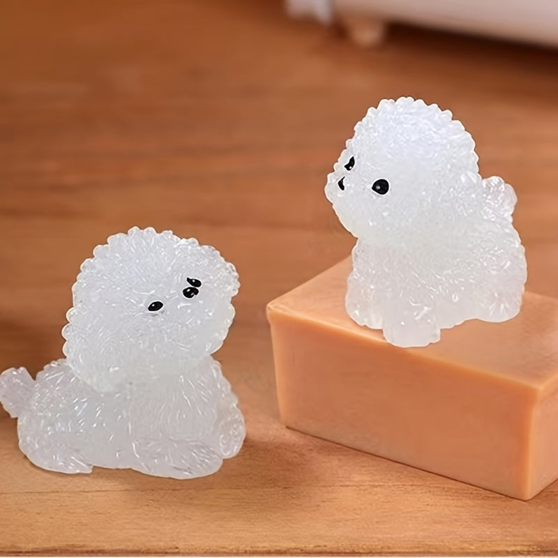 2pcs Puppy Night Light Fluffy Dogs with Expressive Eyes Car Decor Mini Ornament