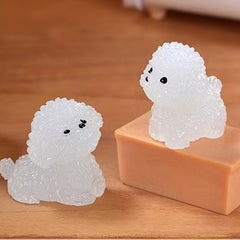 2pcs Puppy Night Light Fluffy Dogs with Expressive Eyes Car Decor Mini Ornament