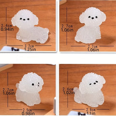2pcs Puppy Night Light Fluffy Dogs with Expressive Eyes Car Decor Mini Ornament