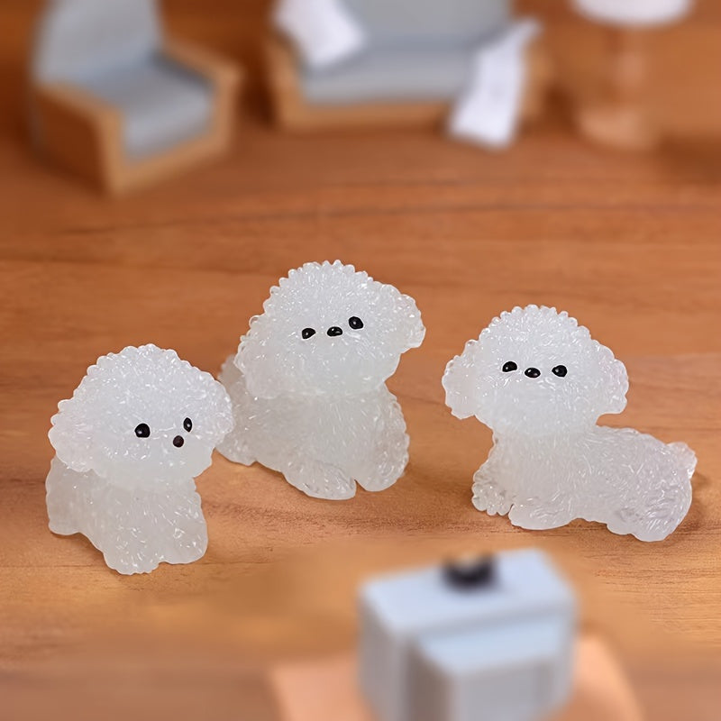 2pcs Puppy Night Light Fluffy Dogs with Expressive Eyes Car Decor Mini Ornament