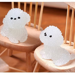 2pcs Puppy Night Light Fluffy Dogs with Expressive Eyes Car Decor Mini Ornament