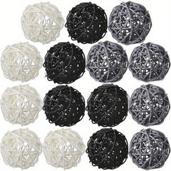15pcs Wooden Rattan Ball Set for Home Decor and DIY Pet Toy