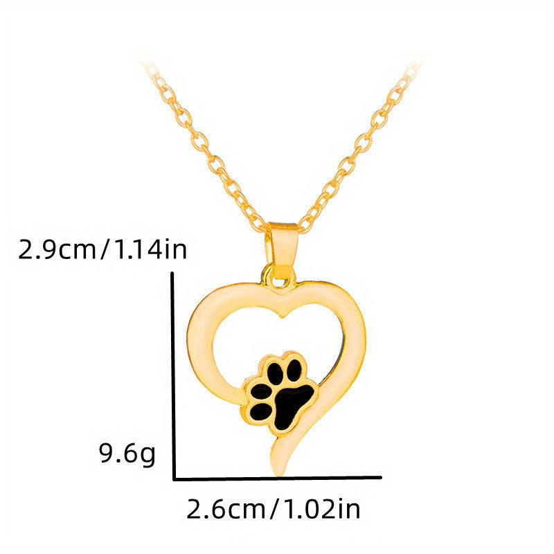 Dog Paw Print Necklace Heart Pet Memorial Gift