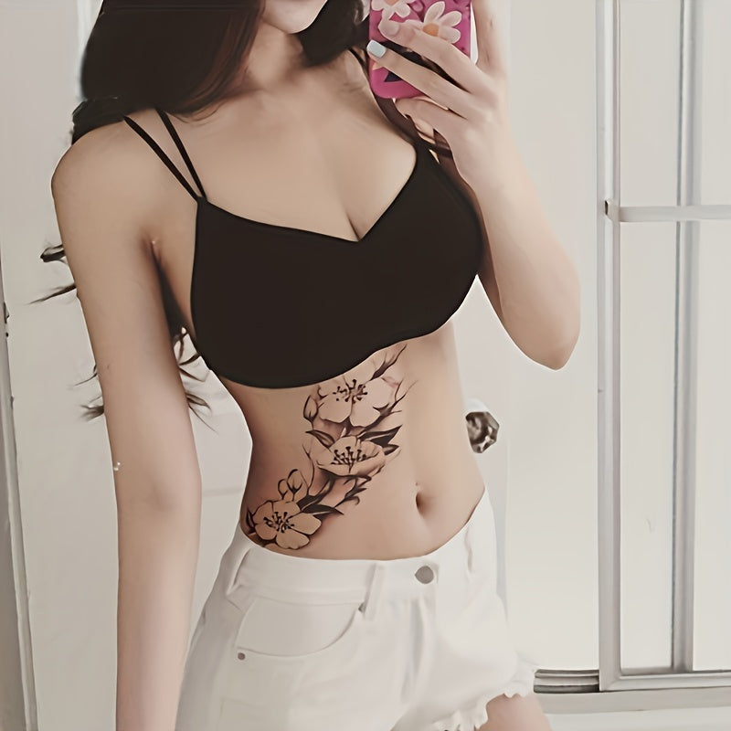 Plum Flower Waterproof Tattoo Sticker, Long Lasting, Daily Party Decors