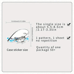 50pcs Reusable Cartoon Fishing Stickers for Laptops Water Bottles Phones & More