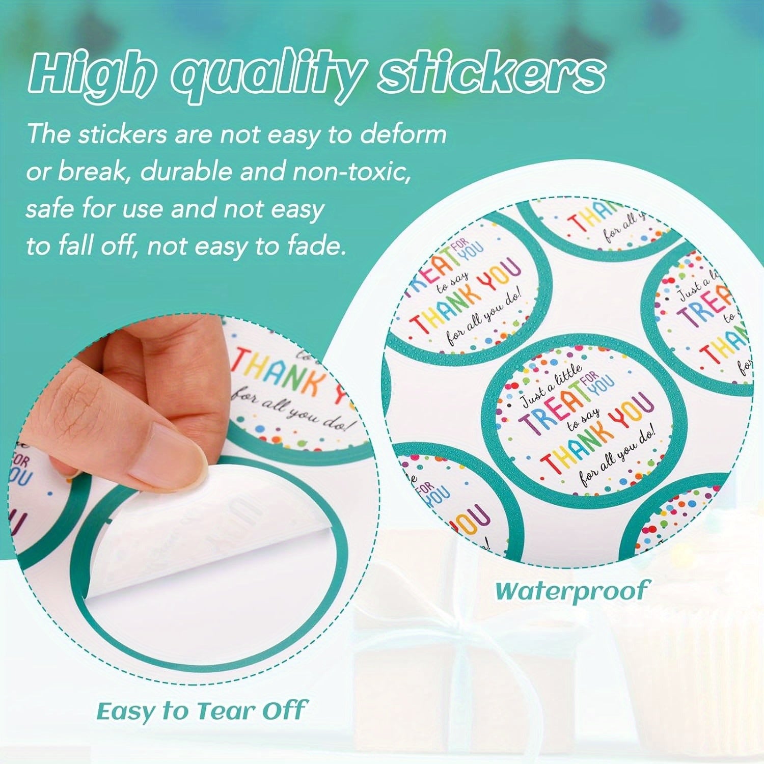 120pcs 2 Inch Thank You Stickers for Teachers Nurses Employees