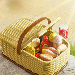 Kids Pretend Play Picnic Set Burger Pizza & Fries ABS Material Yellow