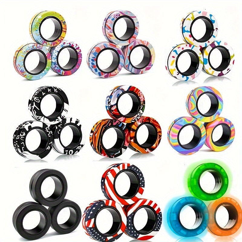 3pcs Magnetic Rings Fidget Toy Set Spinner Rings