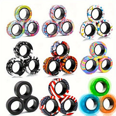 3pcs Magnetic Rings Fidget Toy Set Spinner Rings