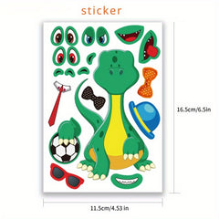 Dino Face Stickers Set 24 PCS DIY Cartoon Decal Kit for Party Favors