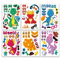 Dino Face Stickers Set 24 PCS DIY Cartoon Decal Kit for Party Favors