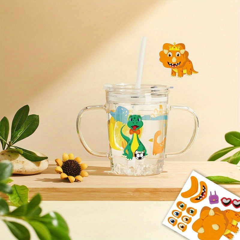Dino Face Stickers Set 24 PCS DIY Cartoon Decal Kit for Party Favors