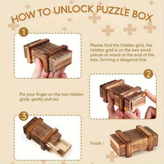 Vintage Wooden Puzzle Box | Brain Teaser with Hidden Compartment