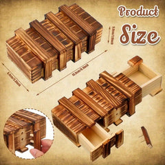Vintage Wooden Puzzle Box | Brain Teaser with Hidden Compartment