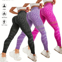 Leopard Print Hollow Yoga Pants High Waist Sports Leggings
