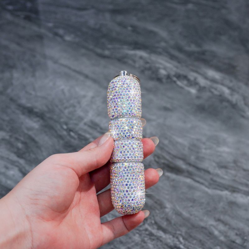 Sparkling Waterproof Keychain Pill Holder Diamond Emergency Medicine Bottle