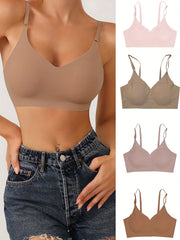 4pcs Seamless Wireless Bras Comfy & Breathable Intimates Women's Lingerie