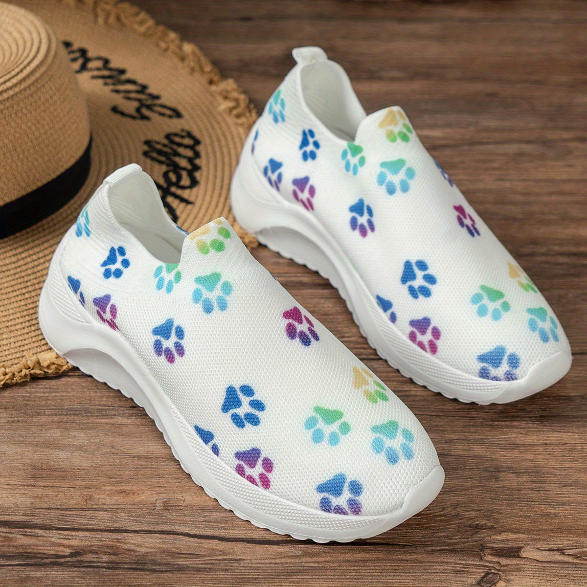 Women's Lightweight Slip On Woven Sneakers Soft Sole Casual Outdoor Shoes