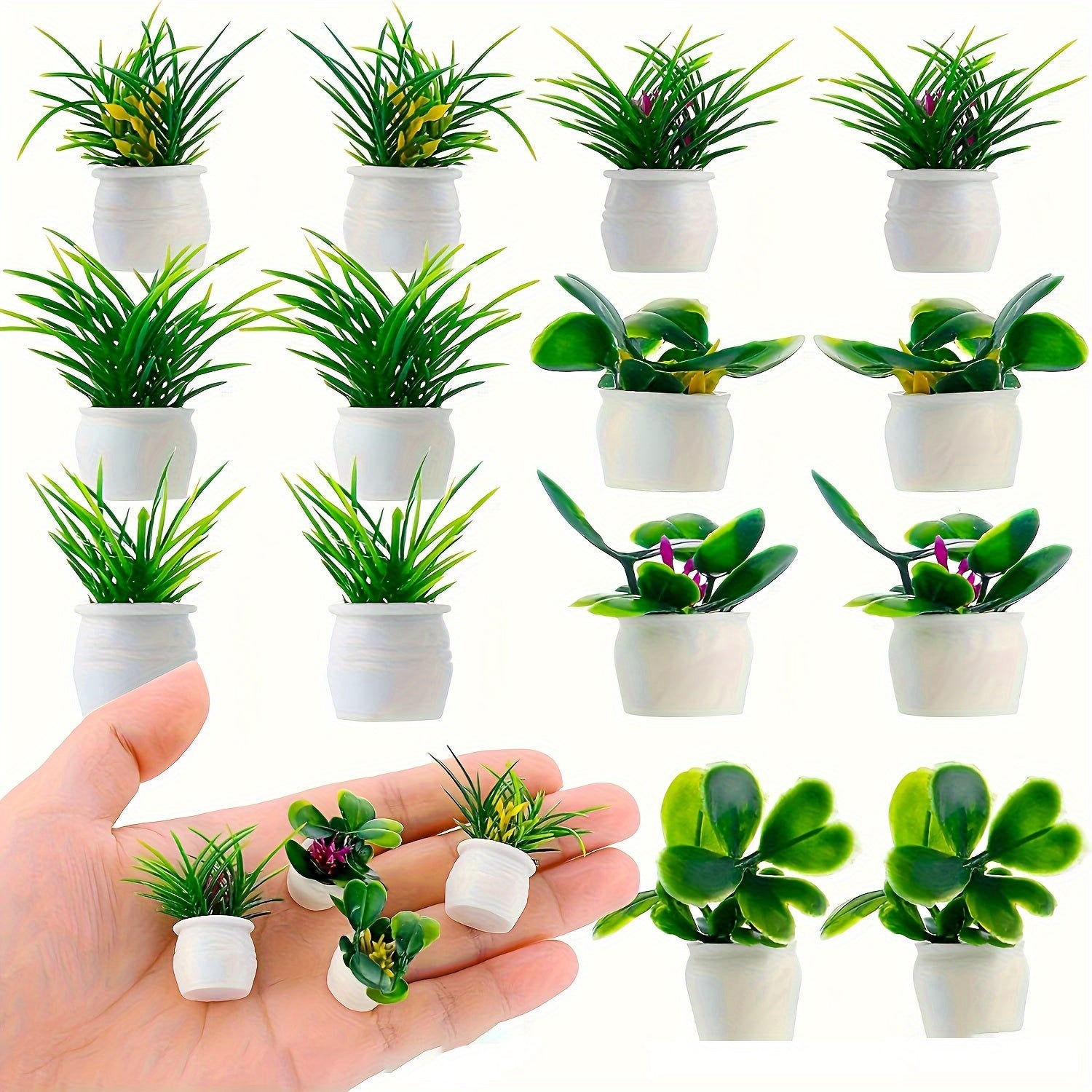 Realistic Mini Potted Plant Statue Bonsai for Toy Train Landscape