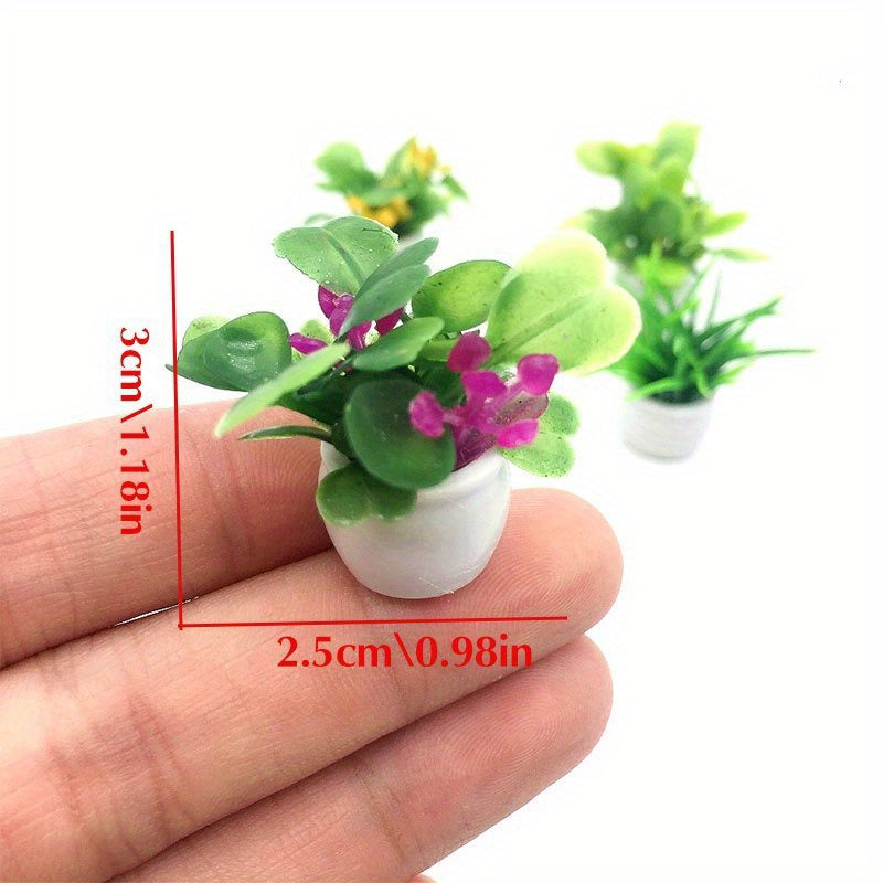 Realistic Mini Potted Plant Statue Bonsai for Toy Train Landscape