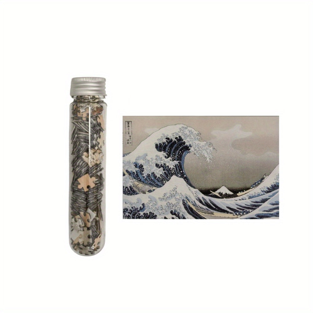Mini Puzzle 150pcs Test Tube The Great Wave off Kanagawa 15x10cm Cartoon Puzzle