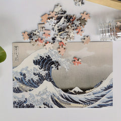 Mini Puzzle 150pcs Test Tube The Great Wave off Kanagawa 15x10cm Cartoon Puzzle