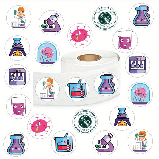 Chemistry Cartoon Stickers Scientists Circular Design