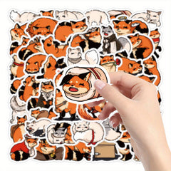 50pcs Fox Stickers Vintage Cartoon Decals Aesthetic Vinyl for DIY