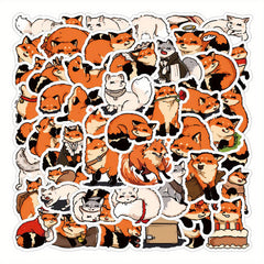 50pcs Fox Stickers Vintage Cartoon Decals Aesthetic Vinyl for DIY