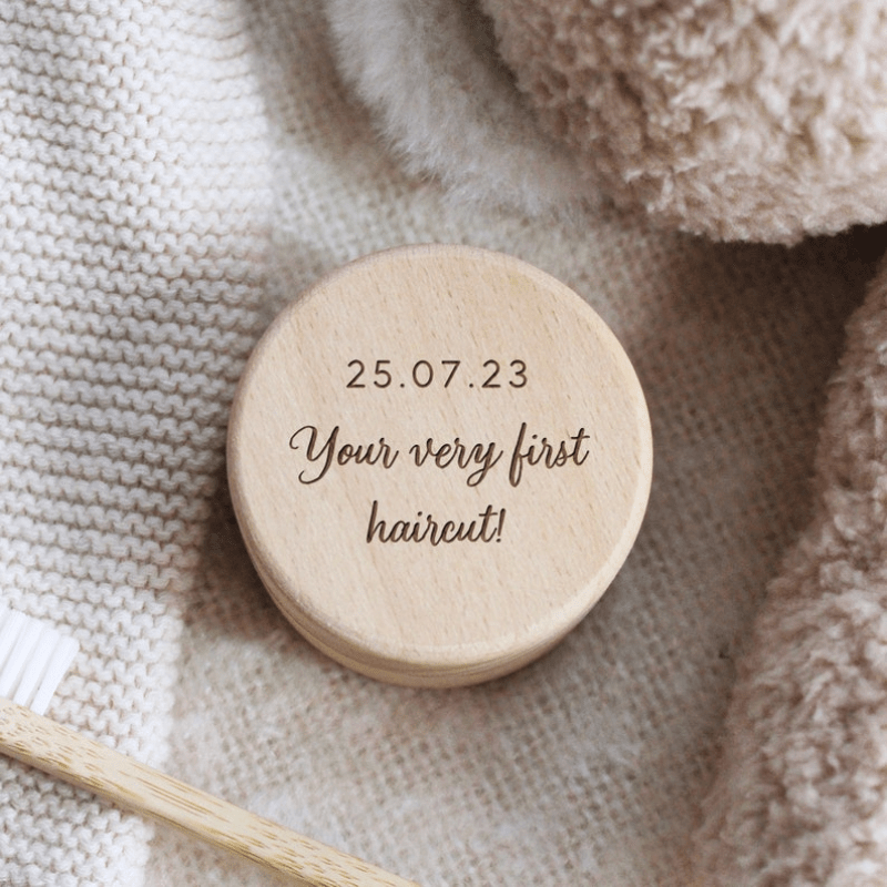 Personalized Kids First Tooth & Curl Keepsake Set Wooden Engraved Trinket Box