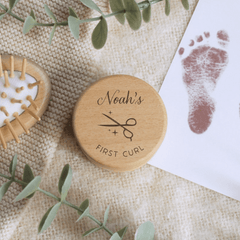 Personalized Kids First Tooth & Curl Keepsake Set Wooden Engraved Trinket Box