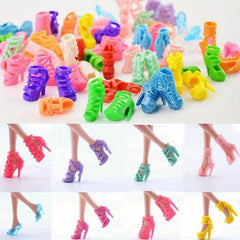 Colorful Doll Shoes Collection Variety Pack High Heels Sandals Flats Boots