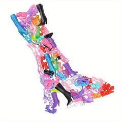 Colorful Doll Shoes Collection Variety Pack High Heels Sandals Flats Boots